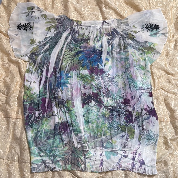 Cute Multicolored Mushka by Sienna Rose Floral Sheer Blouse - Picture 3 of 3